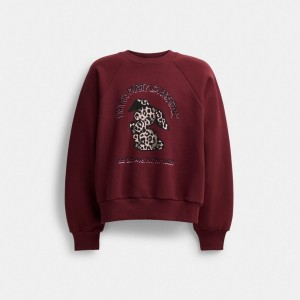 Bluza Coach The Lil Nas X Drop Bunny Crewneck Damskie Bordowe | PLVRG590