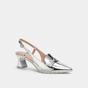 Buty Casual Coach Nikola Hybrid Slingback In Metallic Damskie Srebrne | PLBEG752