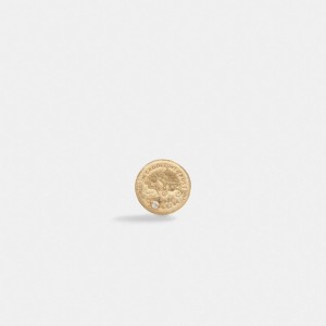 Earring Coach 14 K Coin Single Stud Damskie Złote | PLZUM548