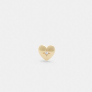 Earring Coach 14 K Heart Single Stud Damskie Złote | PLXYM547