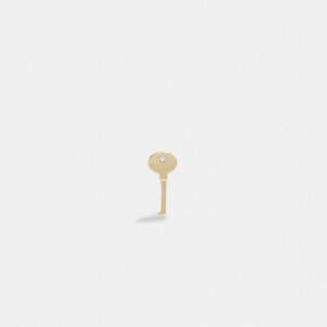 Earring Coach 14 K Key Single Stud Damskie Złote | PLCTN546