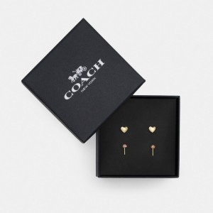 Earring Coach Heart And Lollipop Stud Set Damskie Złote Kolorowe | PLCTH537