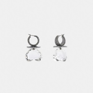 Earring Coach Heart Gemstone Damskie Srebrne | PLXYG536