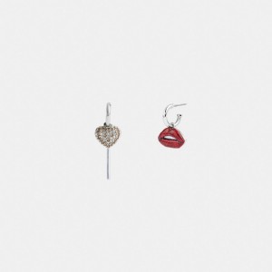 Earring Coach Lollipop And Lips Mismatch Damskie Srebrne Kolorowe | PLJPA532