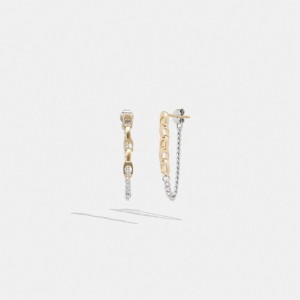 Earring Coach Signature Mixed Chain Drop Damskie Złote Srebrne | PLRVN519