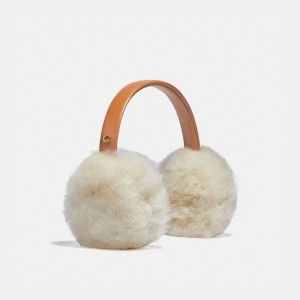 Kapelusz Coach Shearling Earmuffs Damskie Białe | PLMQN438