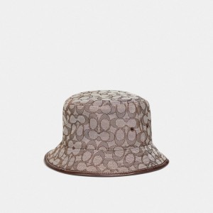 Kapelusz Coach Signature Jacquard Bucket In Organic Cotton And Recycled Polyester Damskie Szare | PLCTZ433