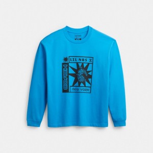 Koszulki Coach The Lil Nas X Drop Long Sleeve Sun Damskie Niebieskie | PLEBC570