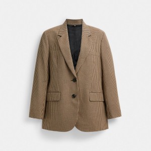 Kurtka Coach Relaxed Blazer Damskie Brązowe Białe | PLMQH645