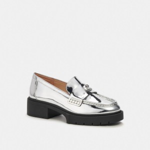 Loafer Coach Leah In Metallic Damskie Srebrne | PLFDM737