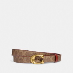 Pasek Coach Sculpted C Buckle Cut To Size Reversible, 25 Mm Damskie Brązowe Czerwone | PLFDP450