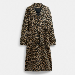 Płaszcz Coach Leopard Oversized Trench Damskie Panterka | PLGSE686