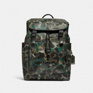 Plecak Coach League Flap With Camo Print Męskie Czarne Zielone Niebieskie | PLTCS884