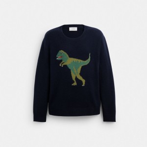 Sweter Coach Rexy Crewneck Damskie Granatowe | PLXYB599