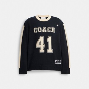 Sweter Coach Varsity Damskie Czarne | PLNWZ595