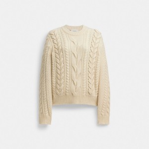 Sweter Coach With Braided Detail Damskie Białe | PLMQL594