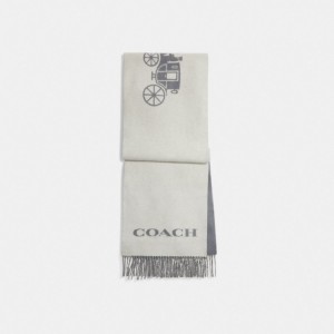 Szalik Coach Horse And Carriage Cashmere Muffler Damskie Szare | PLPJI421