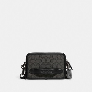 Torba Crossbody Coach Charter In Signature Jacquard Męskie Szare Czarne | PLFDX866