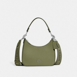 Torba Crossbody Coach Hobo With Signature Canvas Damskie Oliwkowe | PLHAF292