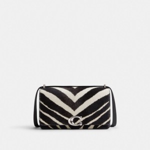 Torba na Ramię Coach Bandit In Haircalf With Zebra Print Damskie Srebrne Czarne | PLLIN222