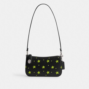 Torba na Ramię Coach Cosmic Penn With Star Print Damskie Srebrne Czarne | PLHAC219