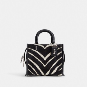 Torba na Ramię Coach Rogue 20 In Haircalf With Zebra Print Damskie Srebrne | PLSGC192