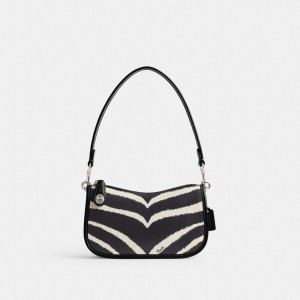 Torba na Ramię Coach Swinger 20 With Zebra Print Damskie Srebrne | PLCTS182