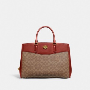 Torebka Coach Brooke Carryall In Signature Canvas Damskie Brązowe Czerwone | PLTCO260