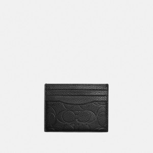 Torebka Coach Card Case In Signature Leather Damskie Czarne | PLQMT256