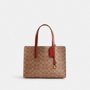 Torebka Coach Carter Carryall 28 In Signature Canvas Damskie Brązowe Czerwone | PLRVQ252