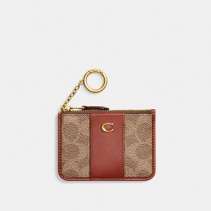 Torebka Coach Mini Skinny Id Case In Signature Canvas Damskie Brązowe Czerwone | PLOKV247