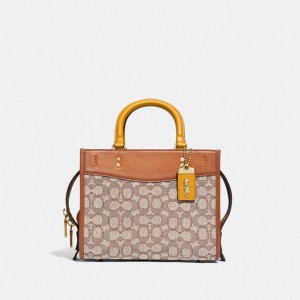 Torebka Coach Rogue 25 In Signature Textile Jacquard Damskie Brązowe Szare | PLGSJ241