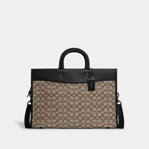 Torebka Coach Rogue Brief In Signature Textile Jacquard Damskie Czarne | PLKOF238