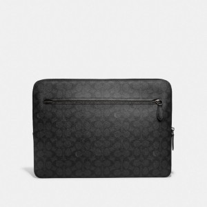 Torebka Coach Zip Around Laptop Case In Signature Canvas Męskie Szare | PLJPM844