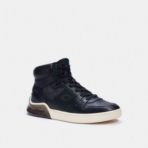 Trampki Coach Citysole High Top In Signature Canvas Męskie Szare Czarne | PLPJG941